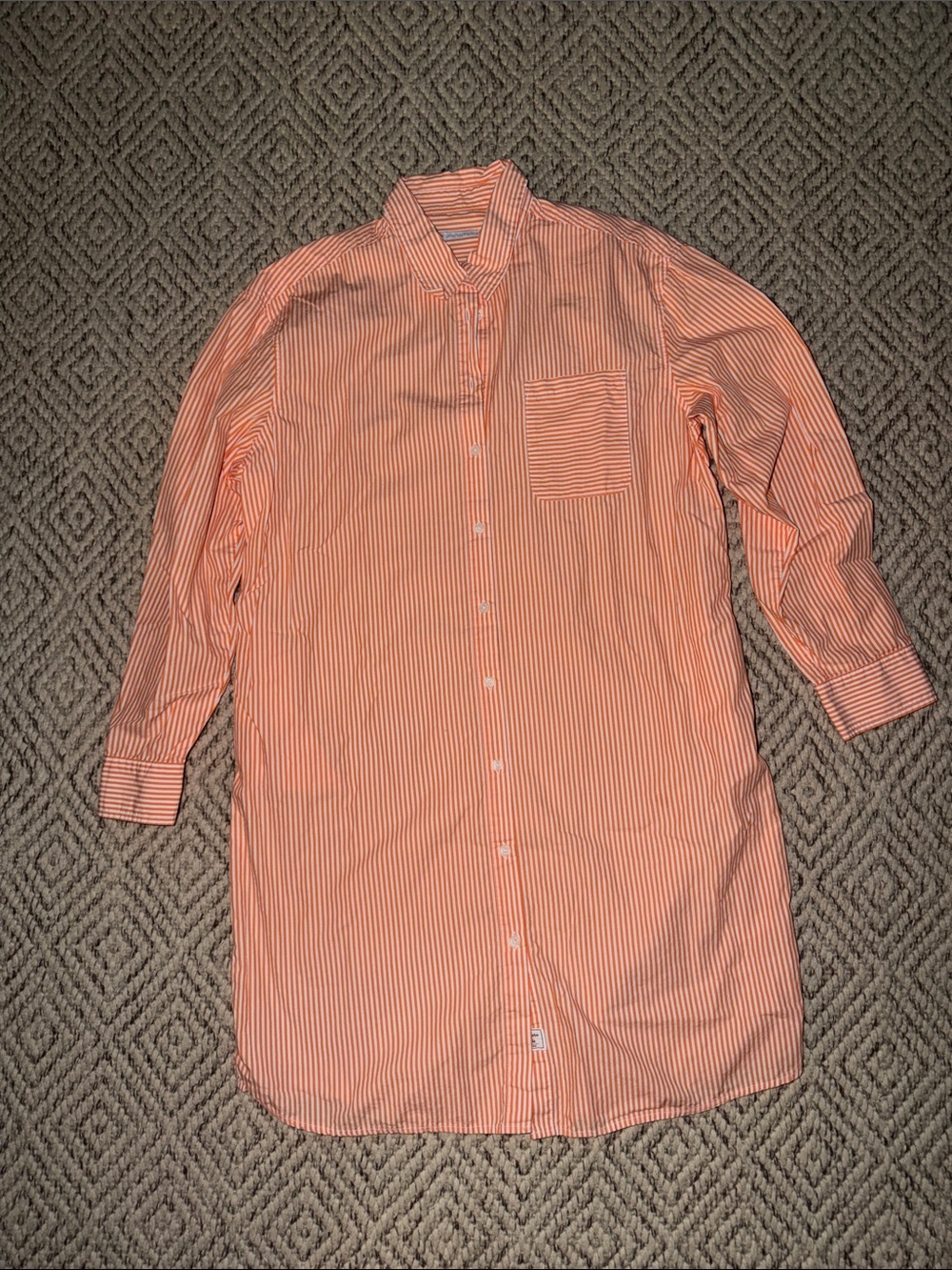 Southern Tide Coral and White Striped Women’s Button-Down Dress